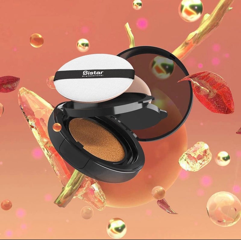 Sistar Skin Perfecting BB Cushion Full Coverage Long Lasting Natural Glow Foundation On The Go Case With Mirror (Tan) - Image 4
